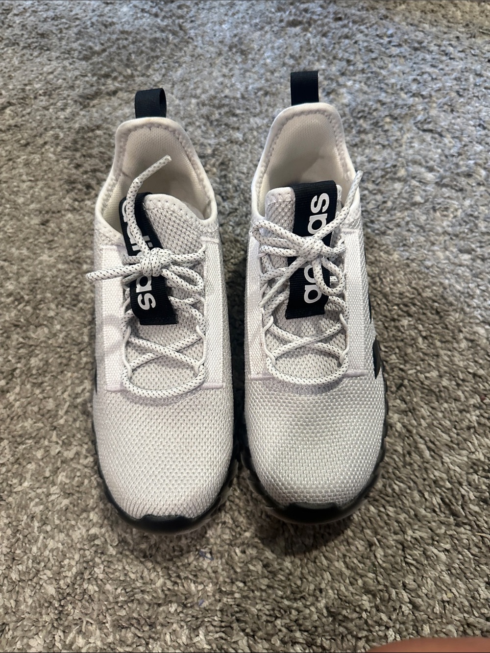 adidas Kids White and Black Lace-Up Sneakers